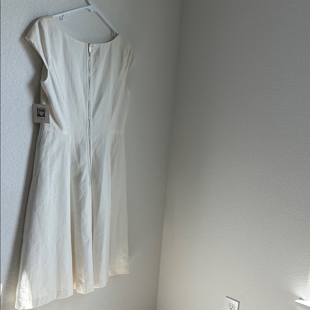 Anne Klein Cream Flutter Sleeve Midi Dress for Weddings - Picture 4 of 11